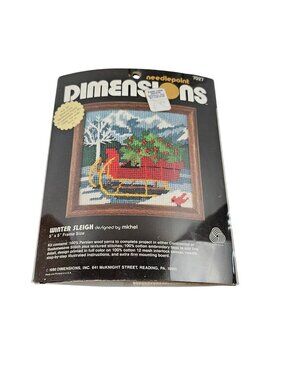 Dimensions Needlepoint Winter Sleigh Christmas Scene 7027 5 x 5 in Vintage